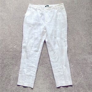 Lauren Ralph Lauren 100% Linen White Pants Size 16 Unlined Summer Classic